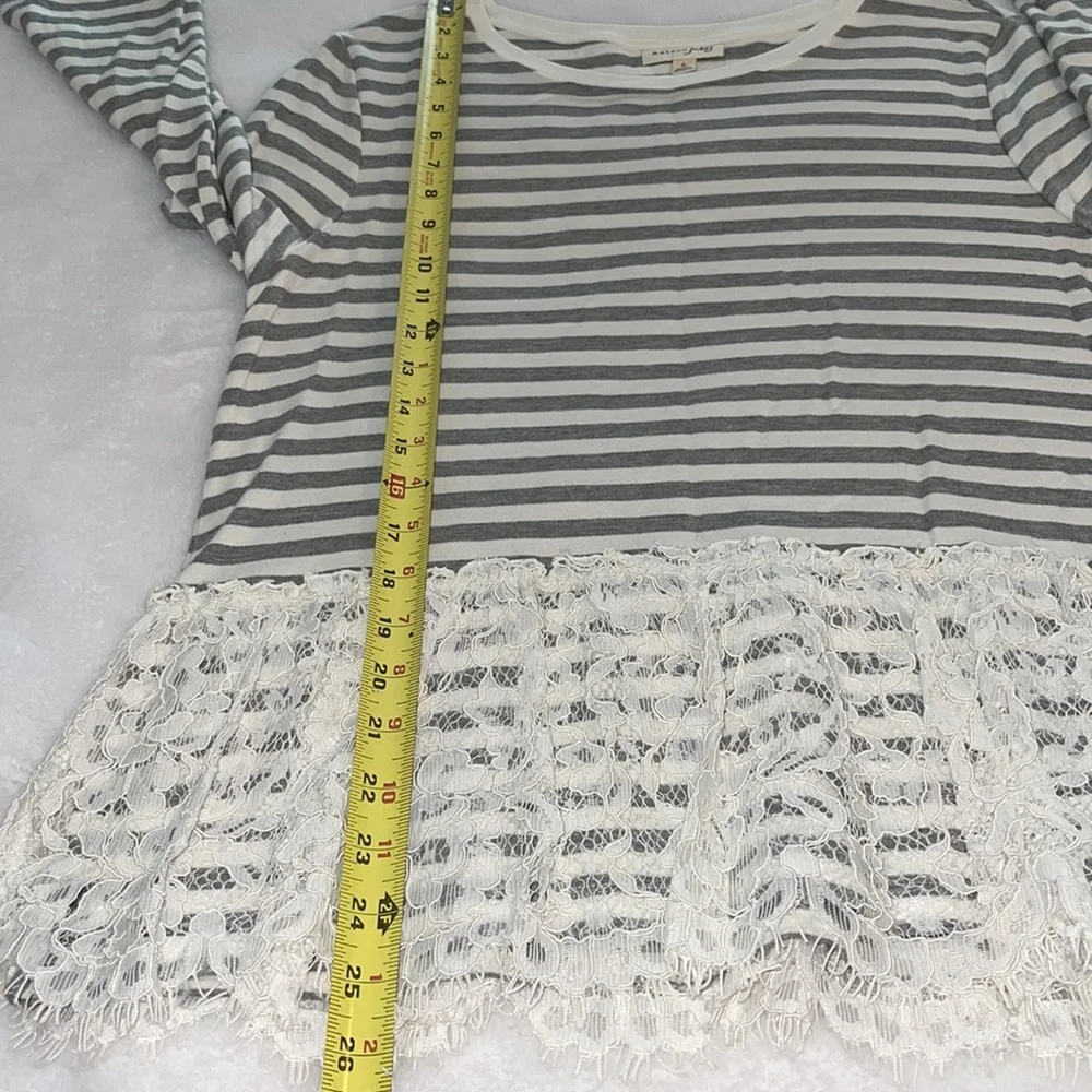 NWT Maison Jules Women’s Knit Shirt w/Bottom Lace & 3/4 Sleeve Size Large - Picture 7 of 10